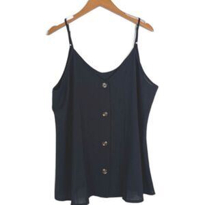 Emma's Boutique NWT Black Sleeveless Button Front Tank Top Size XL